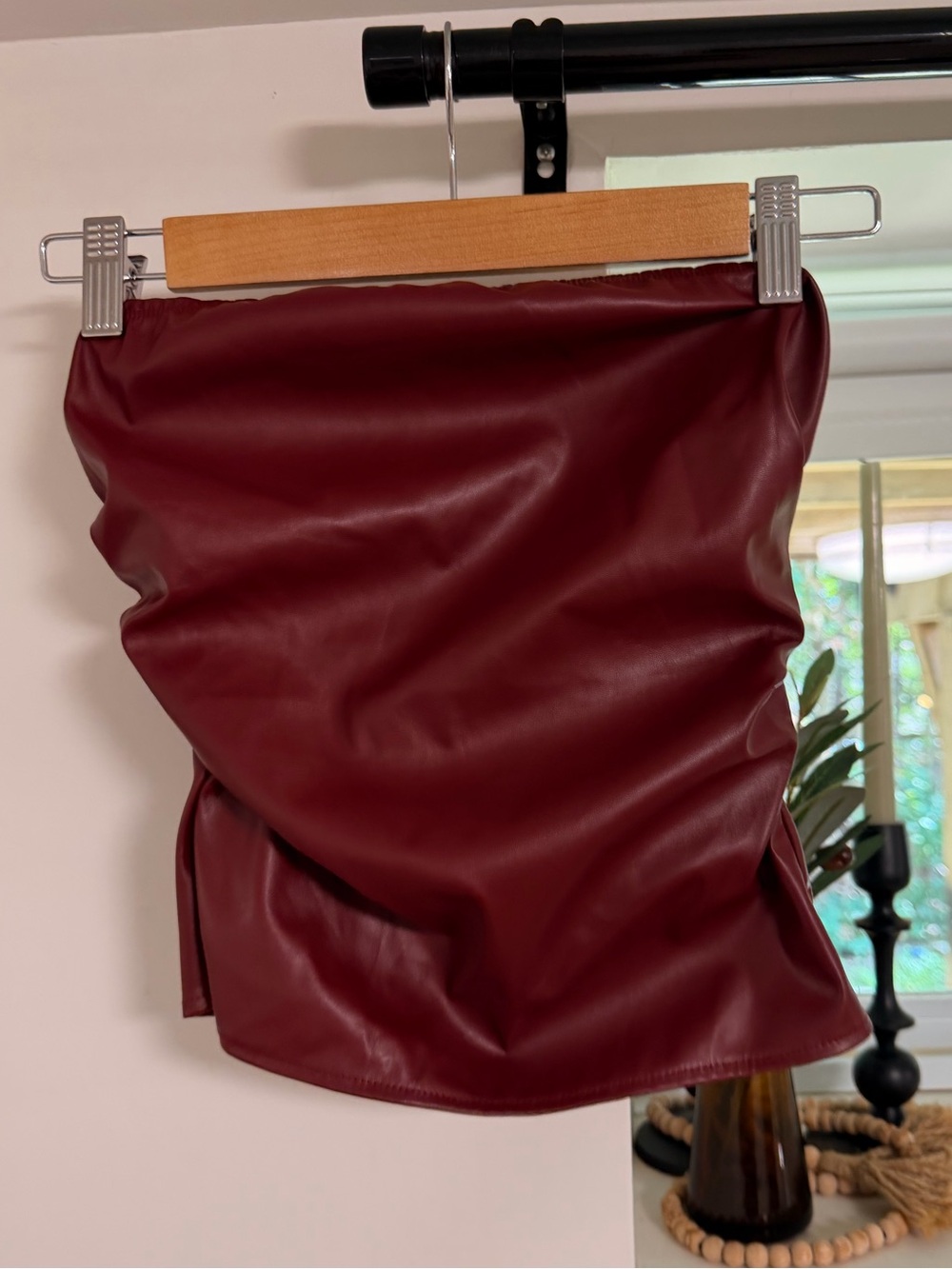 Faux Leather Burgundy Tube Top NEW xxs